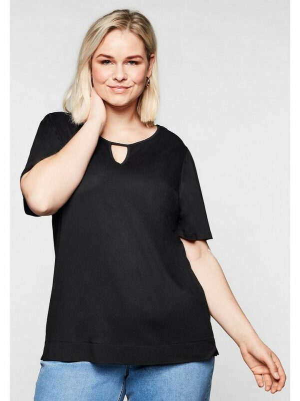 Sheego Rundhalsshirt Große Größen mit Flügelärmeln und Cut-out am Ausschnitt – Bild 2