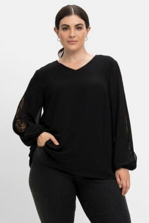 Sheego Tunika Große Größen mit transparenter Spitze am Ärmel