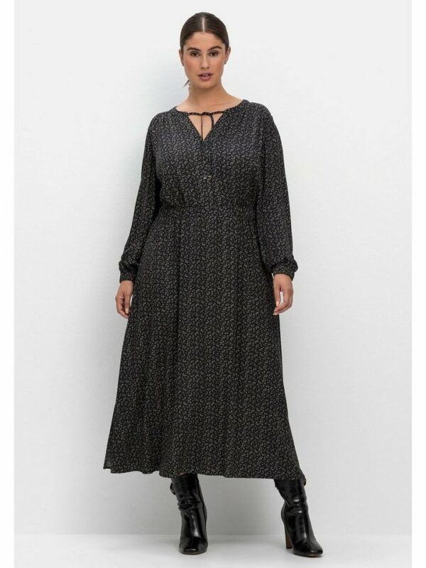 Sheego Druckkleid Große Größen mit Blumendruck und Taillen-Gummizug – Bild 2