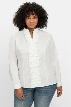 sheego by Joe Browns Rüschenbluse Große Größen mit Stehkragen und Perlmutt-Knöpfen